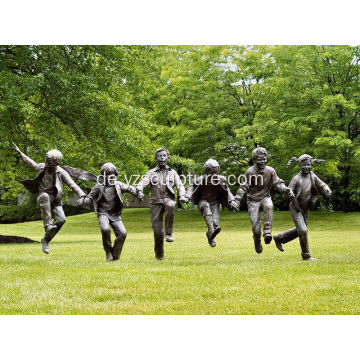 Skulptur Garten Leben Größe Messing spielende Kinder